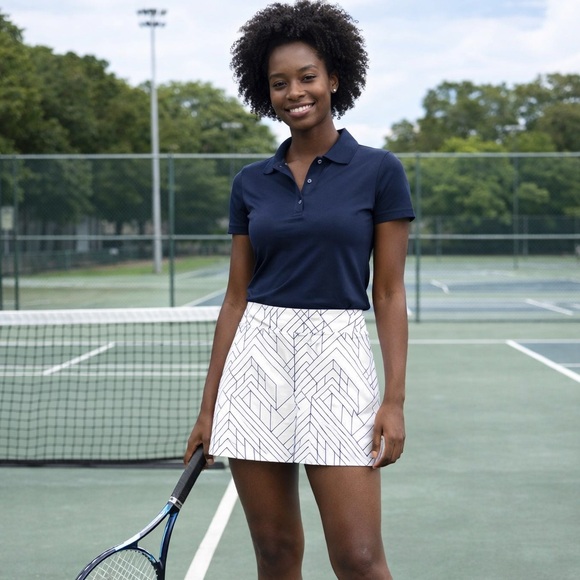 Athleta Dresses & Skirts - ATHLETA White Geometric Tennis Golf Mini Skort Sz M